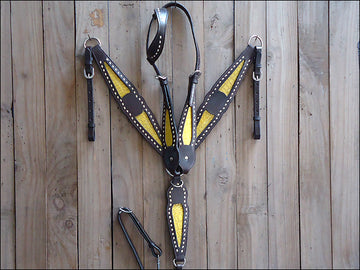 HILASON Western Genuine American Leather Horse Headstall & Breast Collar Set
